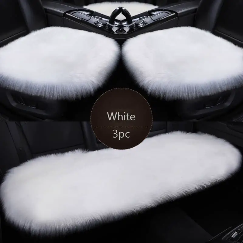 White Fuzzy Car Seat Covers - Comfortable and Supportive Faux Fur