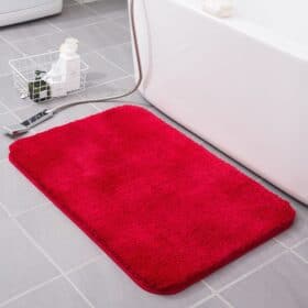 Red Fluffy Bathroom Rugs