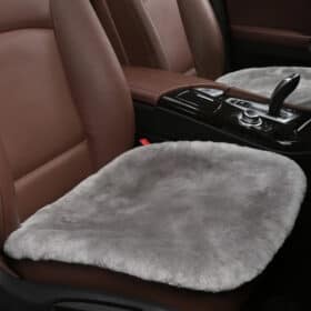 grey fluffy car seat cover