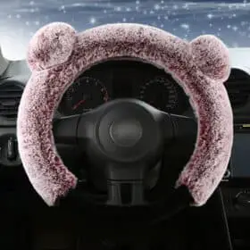 pink cat fluffy steering wheel cover