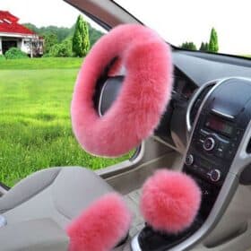 Pink Fluffy Steering Wheel Cover