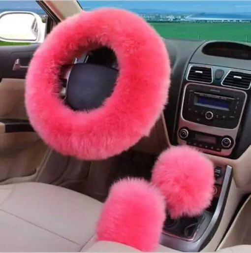 Pink Fluffy Steering Wheel Cover