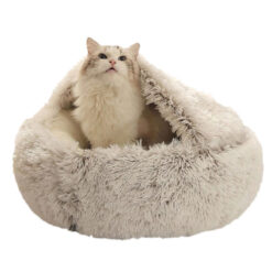semi enclosed fluffy cat bed
